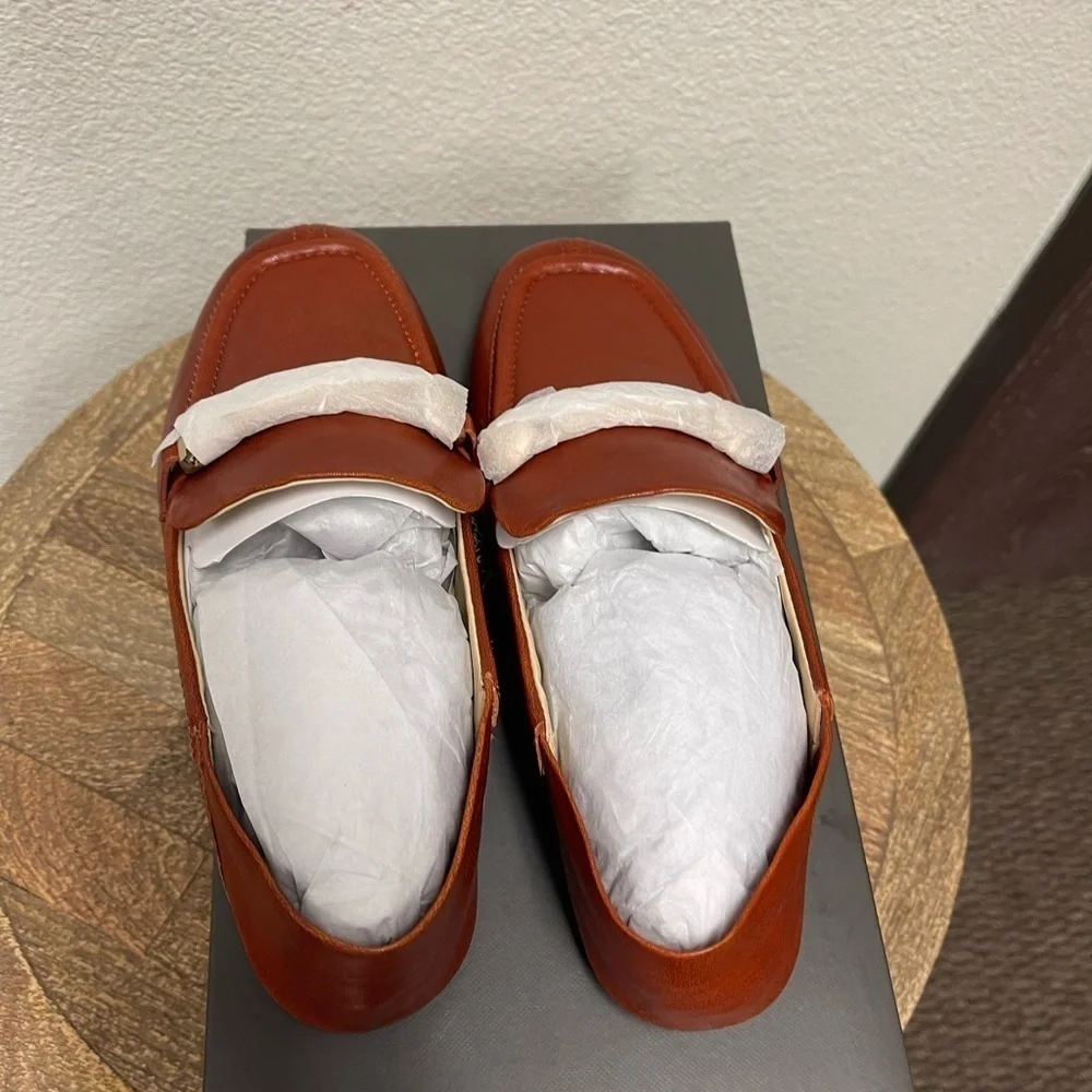 Vince Camuto Leather Slip-On Loafers - Padaire in Burnt Amber. NIB. 6.5 W
